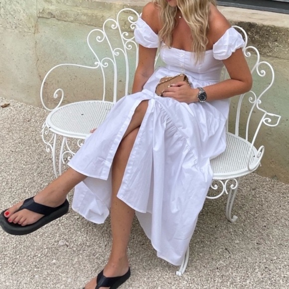 Staud White Elio Midi Dress, SIZE 6 1657 - Picture 2 of 9